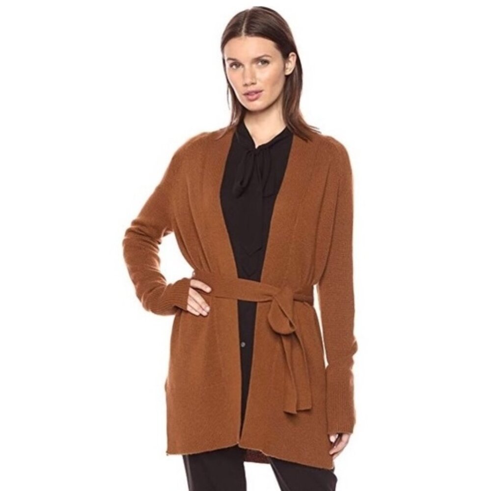 Theory Malinka Cashmere Open-Front Belted Cardigan